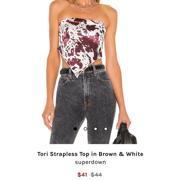 Revolve cow print strapless top - Picture 3 of 5